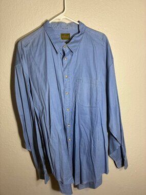 Evergreen Light Blue Chambray Button-Up Shirt Long Sleeve Pocket XXL Sportsmen's